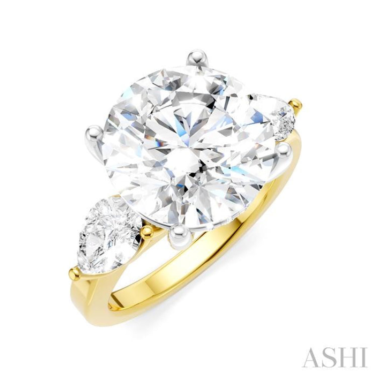 1 1/10 Ctw Tri-Mount Circular Shape Center Pear and Round Cut Diamond Semi-Mount Engagement Ring in 14K Yellow and White Gold 1 1/10 Ctw Tri-Mount Circular Shape Center Pear and Round Cut Diamond Semi-Mount Engagement Ring in 14K Yellow and White Gold