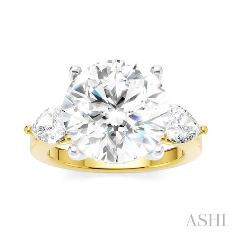 1 1/10 Ctw Tri-Mount Circular Shape Center Pear and Round Cut Diamond Semi-Mount Engagement Ring in 14K Yellow and White Gold 1 1/10 Ctw Tri-Mount Circular Shape Center Pear and Round Cut Diamond Semi-Mount Engagement Ring in 14K Yellow and White Gold
