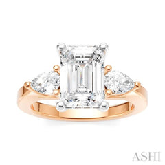 1/2 Ctw Tri-Mount Emerald Shape Center Pear and Round Cut Diamond Semi-Mount Engagement Ring in 14K Rose and White Gold 1/2 Ctw Tri-Mount Emerald Shape Center Pear and Round Cut Diamond Semi-Mount Engagement Ring in 14K Rose and White Gold