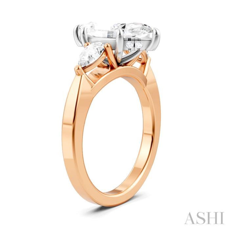 1/2 Ctw Tri-Mount Marquise Shape Center Pear and Round Cut Diamond Semi-Mount Engagement Ring in 14K Rose and White Gold 1/2 Ctw Tri-Mount Marquise Shape Center Pear and Round Cut Diamond Semi-Mount Engagement Ring in 14K Rose and White Gold