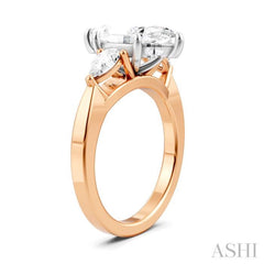 1/2 Ctw Tri-Mount Marquise Shape Center Pear and Round Cut Diamond Semi-Mount Engagement Ring in 14K Rose and White Gold 1/2 Ctw Tri-Mount Marquise Shape Center Pear and Round Cut Diamond Semi-Mount Engagement Ring in 14K Rose and White Gold