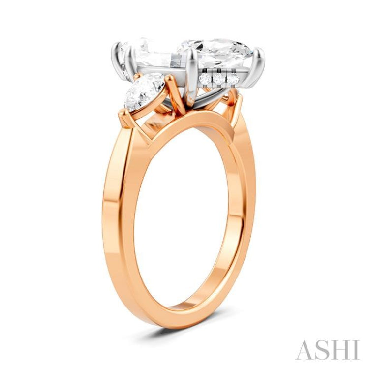 1/2 Ctw Tri-Mount Marquise Shape Center Pear and Round Cut Diamond Semi-Mount Engagement Ring in 14K Rose and White Gold 1/2 Ctw Tri-Mount Marquise Shape Center Pear and Round Cut Diamond Semi-Mount Engagement Ring in 14K Rose and White Gold