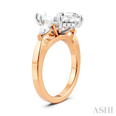 1/2 Ctw Tri-Mount Marquise Shape Center Pear and Round Cut Diamond Semi-Mount Engagement Ring in 14K Rose and White Gold 1/2 Ctw Tri-Mount Marquise Shape Center Pear and Round Cut Diamond Semi-Mount Engagement Ring in 14K Rose and White Gold