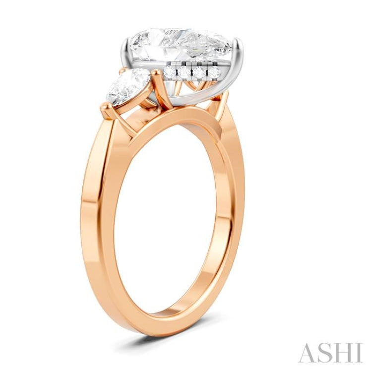 1/2 Ctw Tri-Mount Centerpiece Pear and Round Cut Diamond Semi-Mount Engagement Ring in 14K Rose and White Gold 1/2 Ctw Tri-Mount Centerpiece Pear and Round Cut Diamond Semi-Mount Engagement Ring in 14K Rose and White Gold