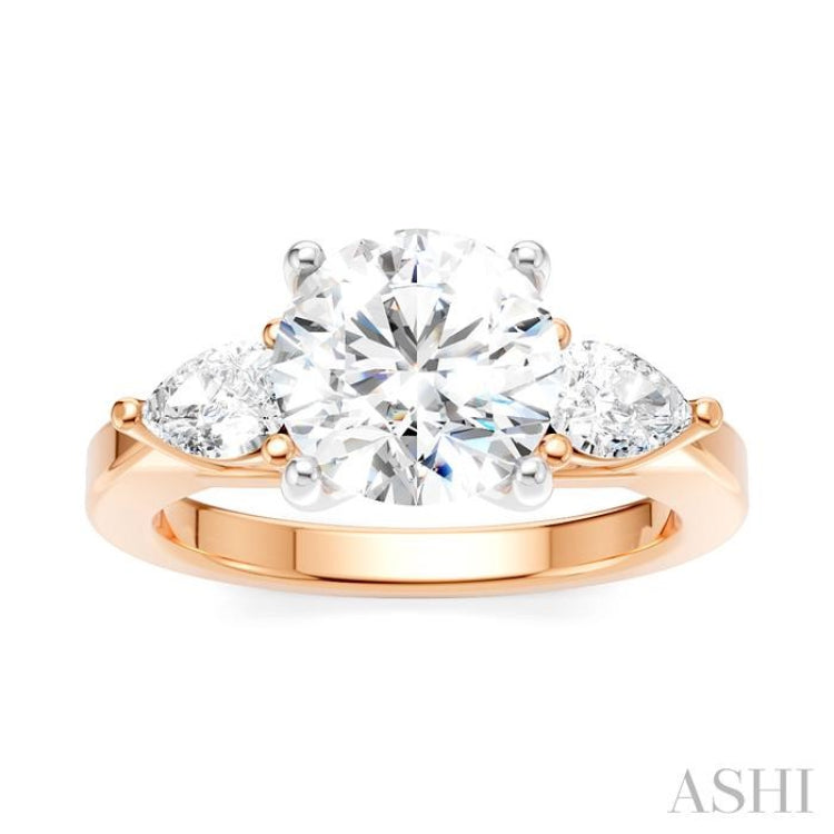 1/2 Ctw Tri-Mount Circular Shape Center Pear and Round Cut Diamond Semi-Mount Engagement Ring in 14K Rose and White Gold 1/2 Ctw Tri-Mount Circular Shape Center Pear and Round Cut Diamond Semi-Mount Engagement Ring in 14K Rose and White Gold