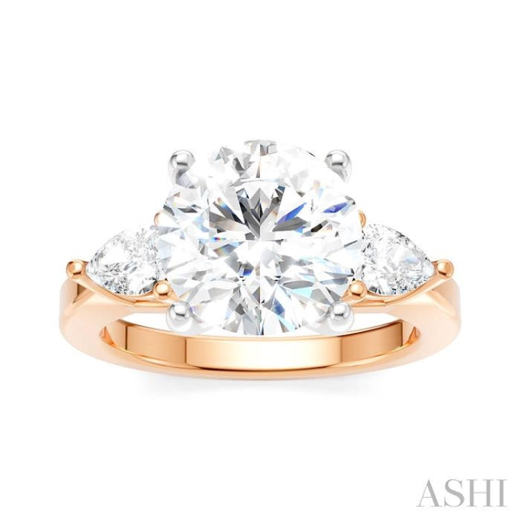 1/2 Ctw Tri-Mount Circular Shape Center Pear and Round Cut Diamond Semi-Mount Engagement Ring in 14K Rose and White Gold 1/2 Ctw Tri-Mount Circular Shape Center Pear and Round Cut Diamond Semi-Mount Engagement Ring in 14K Rose and White Gold