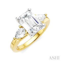 1/2 Ctw Tri-Mount Emerald Shape Center Pear and Round Cut Diamond Semi-Mount Engagement Ring in 14K Yellow and White Gold 1/2 Ctw Tri-Mount Emerald Shape Center Pear and Round Cut Diamond Semi-Mount Engagement Ring in 14K Yellow and White Gold