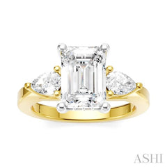 1/2 Ctw Tri-Mount Emerald Shape Center Pear and Round Cut Diamond Semi-Mount Engagement Ring in 14K Yellow and White Gold 1/2 Ctw Tri-Mount Emerald Shape Center Pear and Round Cut Diamond Semi-Mount Engagement Ring in 14K Yellow and White Gold