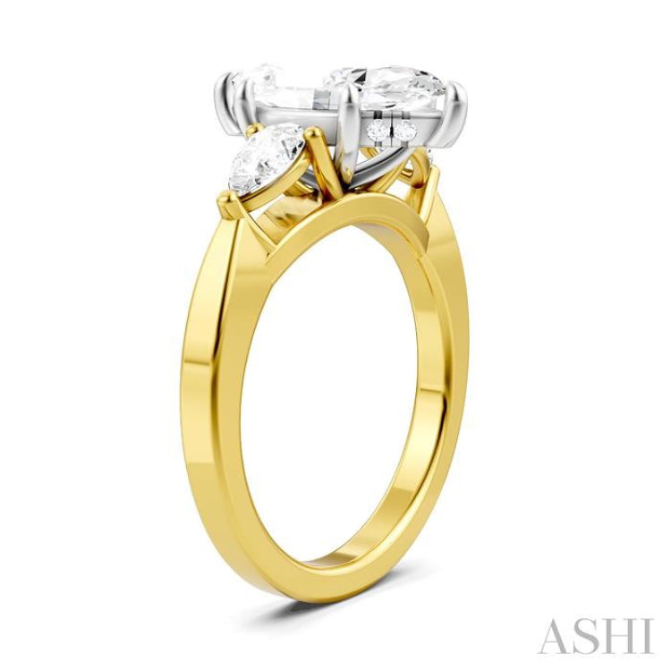 1/2 Ctw Tri-Mount Marquise Shape Center Pear and Round Cut Diamond Semi-Mount Engagement Ring in 14K Yellow and White Gold 1/2 Ctw Tri-Mount Marquise Shape Center Pear and Round Cut Diamond Semi-Mount Engagement Ring in 14K Yellow and White Gold