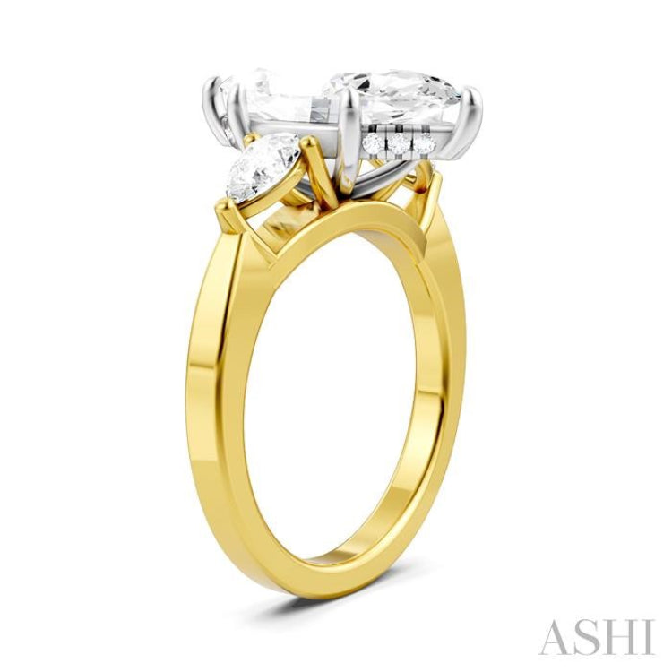 1/2 Ctw Tri-Mount Marquise Shape Center Pear and Round Cut Diamond Semi-Mount Engagement Ring in 14K Yellow and White Gold 1/2 Ctw Tri-Mount Marquise Shape Center Pear and Round Cut Diamond Semi-Mount Engagement Ring in 14K Yellow and White Gold