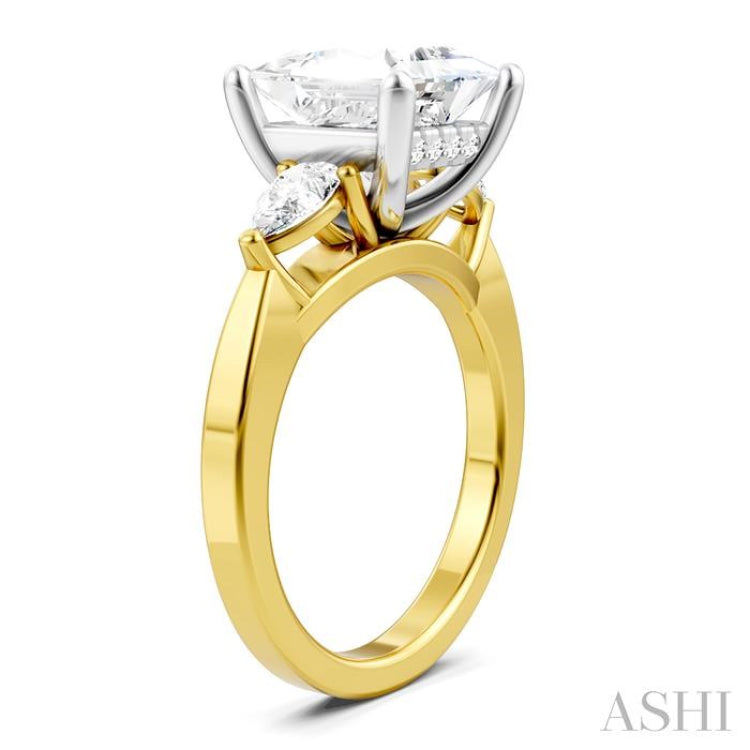 1/2 Ctw Tri-Mount Princess Shape Center Pear and Round Cut Diamond Semi-Mount Engagement Ring in 14K Yellow and White Gold 1/2 Ctw Tri-Mount Princess Shape Center Pear and Round Cut Diamond Semi-Mount Engagement Ring in 14K Yellow and White Gold