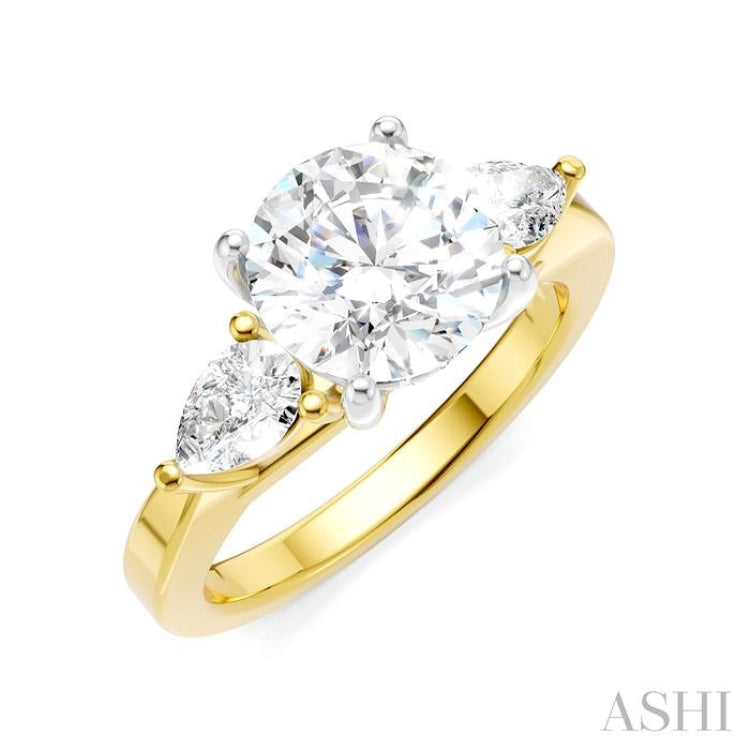 1/2 Ctw Tri-Mount Circular Shape Center Pear and Round Cut Diamond Semi-Mount Engagement Ring in 14K Yellow and White Gold 1/2 Ctw Tri-Mount Circular Shape Center Pear and Round Cut Diamond Semi-Mount Engagement Ring in 14K Yellow and White Gold