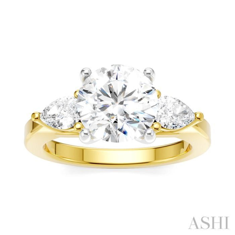 1/2 Ctw Tri-Mount Circular Shape Center Pear and Round Cut Diamond Semi-Mount Engagement Ring in 14K Yellow and White Gold 1/2 Ctw Tri-Mount Circular Shape Center Pear and Round Cut Diamond Semi-Mount Engagement Ring in 14K Yellow and White Gold