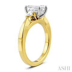 1/4 Ctw Tri-Mount Emerald Shape Center Pear and Round Cut Diamond Semi-Mount Engagement Ring in 14K Yellow and White Gold 1/4 Ctw Tri-Mount Emerald Shape Center Pear and Round Cut Diamond Semi-Mount Engagement Ring in 14K Yellow and White Gold