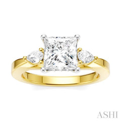 1/4 Ctw Tri-Mount Princess Shape Center Pear and Round Cut Diamond Semi-Mount Engagement Ring in 14K Yellow and White Gold 1/4 Ctw Tri-Mount Princess Shape Center Pear and Round Cut Diamond Semi-Mount Engagement Ring in 14K Yellow and White Gold