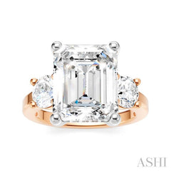 1 1/10 Ctw Tri-Mount Emerald Shape Center Round Cut Diamond Semi-Mount Engagement Ring in 14K Rose and White Gold 1 1/10 Ctw Tri-Mount Emerald Shape Center Round Cut Diamond Semi-Mount Engagement Ring in 14K Rose and White Gold