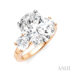 1 1/10 Ctw Tri-Mount Past, Present and Future Oval Shape Center Round Cut Diamond Semi-Mount Engagement Ring in 14K Rose and White Gold 1 1/10 Ctw Tri-Mount Past, Present and Future Oval Shape Center Round Cut Diamond Semi-Mount Engagement Ring in 14K Rose and White Gold