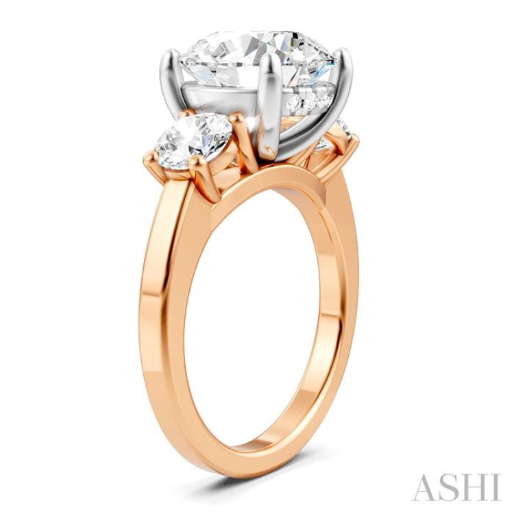 1 1/10 Ctw Tri-Mount Past, Present and Future Round Cut Diamond Semi-Mount Engagement Ring in 14K Rose and White Gold 1 1/10 Ctw Tri-Mount Past, Present and Future Round Cut Diamond Semi-Mount Engagement Ring in 14K Rose and White Gold