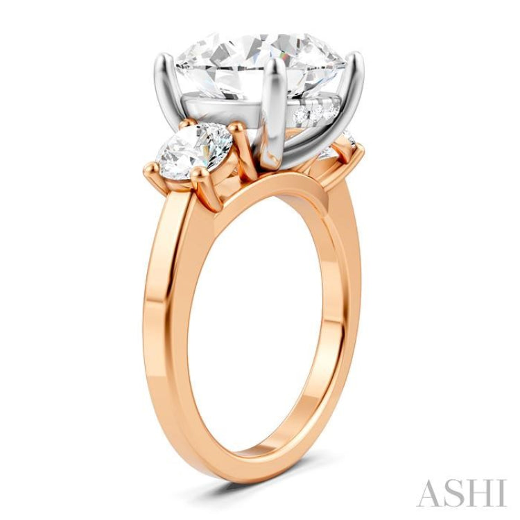 1 1/10 Ctw Tri-Mount Past, Present and Future Round Cut Diamond Semi-Mount Engagement Ring in 14K Rose and White Gold 1 1/10 Ctw Tri-Mount Past, Present and Future Round Cut Diamond Semi-Mount Engagement Ring in 14K Rose and White Gold