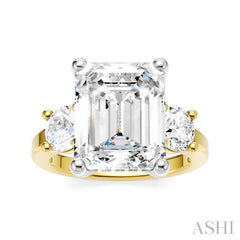 1 1/10 Ctw Tri-Mount Emerald Shape Center Round Cut Diamond Semi-Mount Engagement Ring in 14K Yellow and White Gold 1 1/10 Ctw Tri-Mount Emerald Shape Center Round Cut Diamond Semi-Mount Engagement Ring in 14K Yellow and White Gold