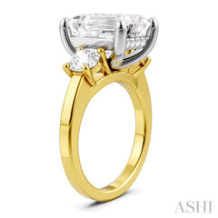 1 1/10 Ctw Tri-Mount Emerald Shape Center Round Cut Diamond Semi-Mount Engagement Ring in 14K Yellow and White Gold 1 1/10 Ctw Tri-Mount Emerald Shape Center Round Cut Diamond Semi-Mount Engagement Ring in 14K Yellow and White Gold