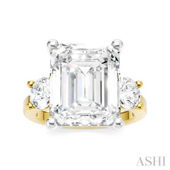 1 1/10 Ctw Tri-Mount Emerald Shape Center Round Cut Diamond Semi-Mount Engagement Ring in 14K Yellow and White Gold 1 1/10 Ctw Tri-Mount Emerald Shape Center Round Cut Diamond Semi-Mount Engagement Ring in 14K Yellow and White Gold