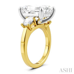 1 1/10 Ctw Tri-Mount Emerald Shape Center Round Cut Diamond Semi-Mount Engagement Ring in 14K Yellow and White Gold 1 1/10 Ctw Tri-Mount Emerald Shape Center Round Cut Diamond Semi-Mount Engagement Ring in 14K Yellow and White Gold