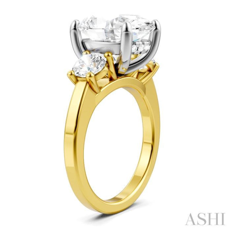 1 1/10 Ctw Tri-Mount Past, Present and Future Oval Shape Center Round Cut Diamond Semi-Mount Engagement Ring in 14K Yellow and White Gold 1 1/10 Ctw Tri-Mount Past, Present and Future Oval Shape Center Round Cut Diamond Semi-Mount Engagement Ring in 14K Yellow and White Gold