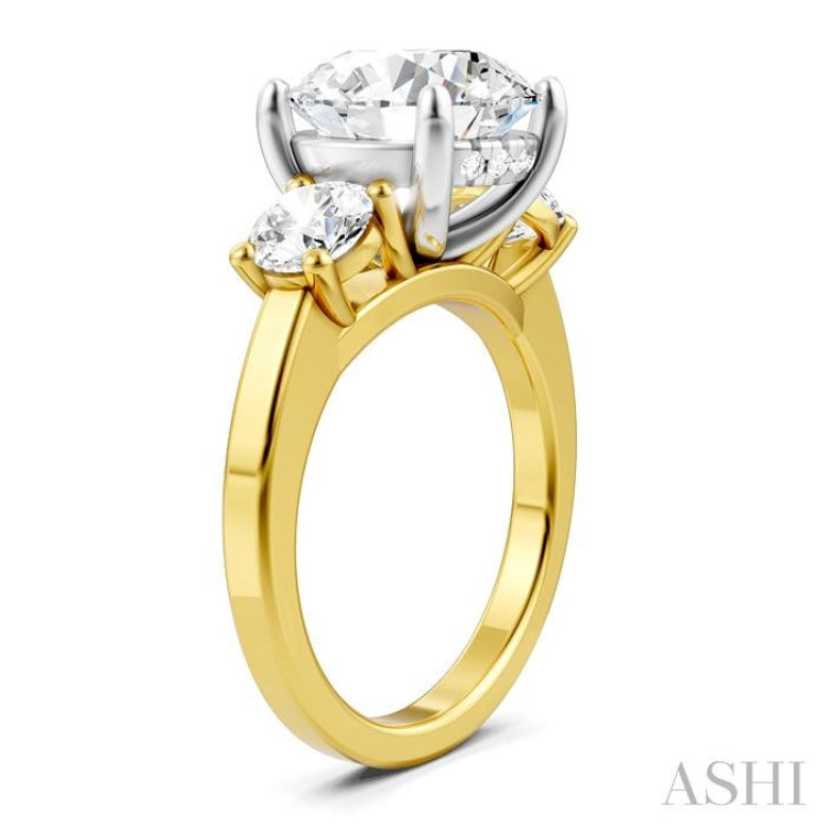 1 1/10 Ctw Tri-Mount Past, Present and Future Round Cut Diamond Semi-Mount Engagement Ring in 14K Yellow and White Gold 1 1/10 Ctw Tri-Mount Past, Present and Future Round Cut Diamond Semi-Mount Engagement Ring in 14K Yellow and White Gold