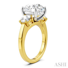 1 1/10 Ctw Tri-Mount Past, Present and Future Round Cut Diamond Semi-Mount Engagement Ring in 14K Yellow and White Gold 1 1/10 Ctw Tri-Mount Past, Present and Future Round Cut Diamond Semi-Mount Engagement Ring in 14K Yellow and White Gold