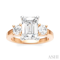 1/2 Ctw Tri-Mount Emerald Shape Center Round Cut Diamond Semi-Mount Engagement Ring in 14K Rose and White Gold 1/2 Ctw Tri-Mount Emerald Shape Center Round Cut Diamond Semi-Mount Engagement Ring in 14K Rose and White Gold