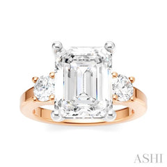 1/2 Ctw Tri-Mount Emerald Shape Center Round Cut Diamond Semi-Mount Engagement Ring in 14K Rose and White Gold 1/2 Ctw Tri-Mount Emerald Shape Center Round Cut Diamond Semi-Mount Engagement Ring in 14K Rose and White Gold