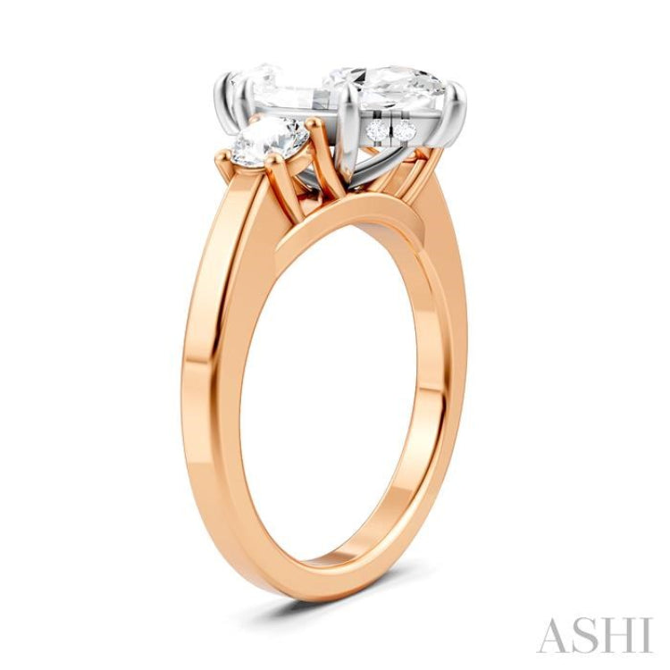 1/2 Ctw Tri-Mount Marquise Shape Center Round Cut Diamond Semi-Mount Engagement Ring in 14K Rose and White Gold 1/2 Ctw Tri-Mount Marquise Shape Center Round Cut Diamond Semi-Mount Engagement Ring in 14K Rose and White Gold