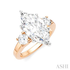 1/2 Ctw Tri-Mount Marquise Shape Center Round Cut Diamond Semi-Mount Engagement Ring in 14K Rose and White Gold 1/2 Ctw Tri-Mount Marquise Shape Center Round Cut Diamond Semi-Mount Engagement Ring in 14K Rose and White Gold