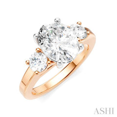 1/2 Ctw Tri-Mount Past, Present and Future Oval Shape Center Round Cut Diamond Semi-Mount Engagement Ring in 14K Rose and White Gold 1/2 Ctw Tri-Mount Past, Present and Future Oval Shape Center Round Cut Diamond Semi-Mount Engagement Ring in 14K Rose and White Gold