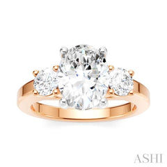 1/2 Ctw Tri-Mount Past, Present and Future Oval Shape Center Round Cut Diamond Semi-Mount Engagement Ring in 14K Rose and White Gold 1/2 Ctw Tri-Mount Past, Present and Future Oval Shape Center Round Cut Diamond Semi-Mount Engagement Ring in 14K Rose and White Gold