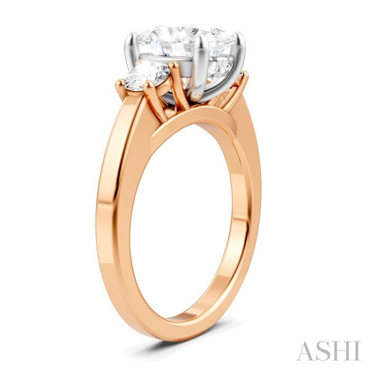 1/2 Ctw Tri-Mount Past, Present and Future Oval Shape Center Round Cut Diamond Semi-Mount Engagement Ring in 14K Rose and White Gold 1/2 Ctw Tri-Mount Past, Present and Future Oval Shape Center Round Cut Diamond Semi-Mount Engagement Ring in 14K Rose and White Gold