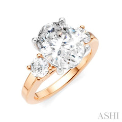 1/2 Ctw Tri-Mount Past, Present and Future Oval Shape Center Round Cut Diamond Semi-Mount Engagement Ring in 14K Rose and White Gold 1/2 Ctw Tri-Mount Past, Present and Future Oval Shape Center Round Cut Diamond Semi-Mount Engagement Ring in 14K Rose and White Gold