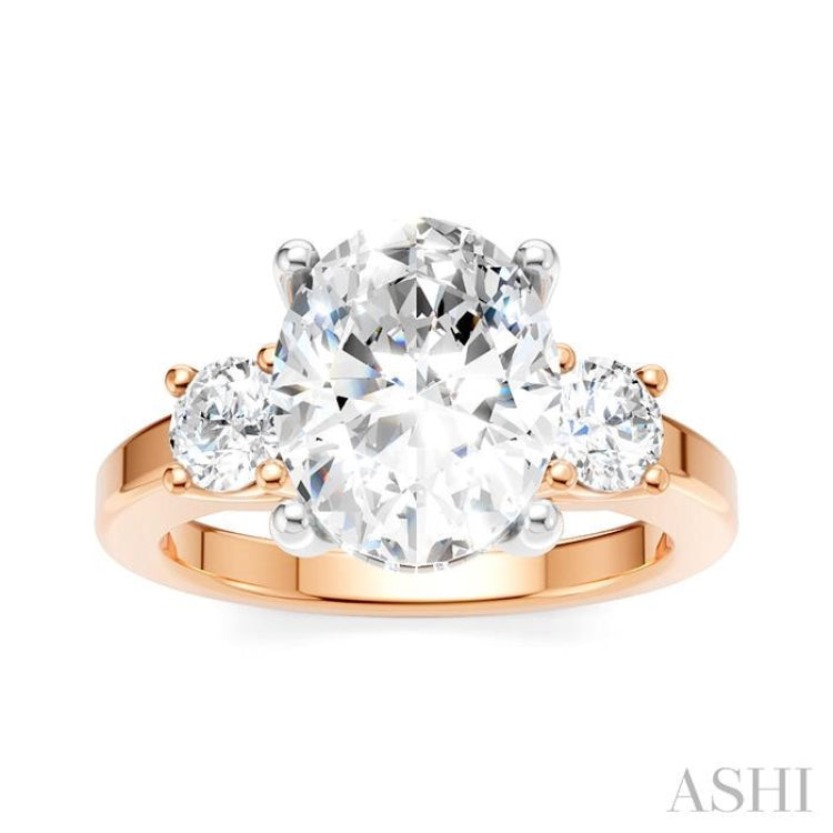 1/2 Ctw Tri-Mount Past, Present and Future Oval Shape Center Round Cut Diamond Semi-Mount Engagement Ring in 14K Rose and White Gold 1/2 Ctw Tri-Mount Past, Present and Future Oval Shape Center Round Cut Diamond Semi-Mount Engagement Ring in 14K Rose and White Gold