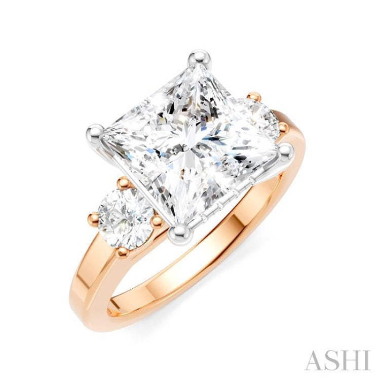1/2 Ctw Tri-Mount Princess Shape Round Cut Diamond Semi-Mount Engagement Ring in 14K Rose and White Gold 1/2 Ctw Tri-Mount Princess Shape Round Cut Diamond Semi-Mount Engagement Ring in 14K Rose and White Gold
