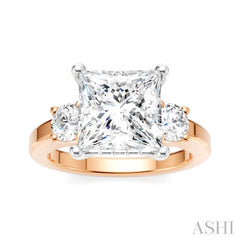 1/2 Ctw Tri-Mount Princess Shape Round Cut Diamond Semi-Mount Engagement Ring in 14K Rose and White Gold 1/2 Ctw Tri-Mount Princess Shape Round Cut Diamond Semi-Mount Engagement Ring in 14K Rose and White Gold