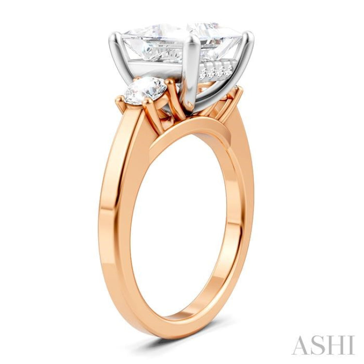 1/2 Ctw Tri-Mount Princess Shape Round Cut Diamond Semi-Mount Engagement Ring in 14K Rose and White Gold 1/2 Ctw Tri-Mount Princess Shape Round Cut Diamond Semi-Mount Engagement Ring in 14K Rose and White Gold