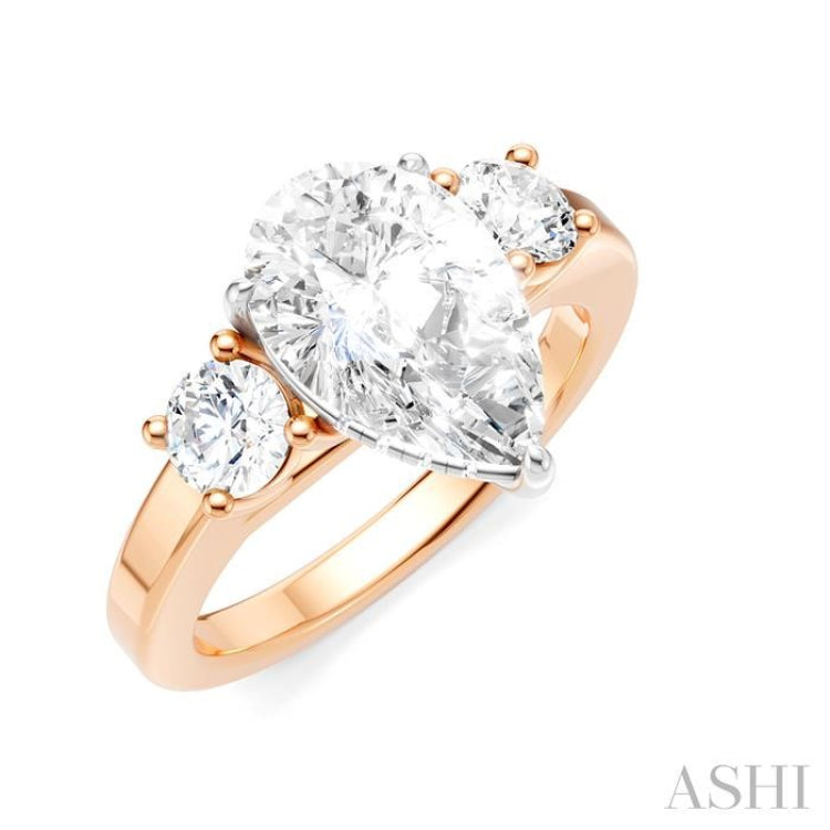 1/2 Ctw Tri-Mount Pear Shape Round Cut Diamond Semi-Mount Engagement Ring in 14K Rose and White Gold 1/2 Ctw Tri-Mount Pear Shape Round Cut Diamond Semi-Mount Engagement Ring in 14K Rose and White Gold