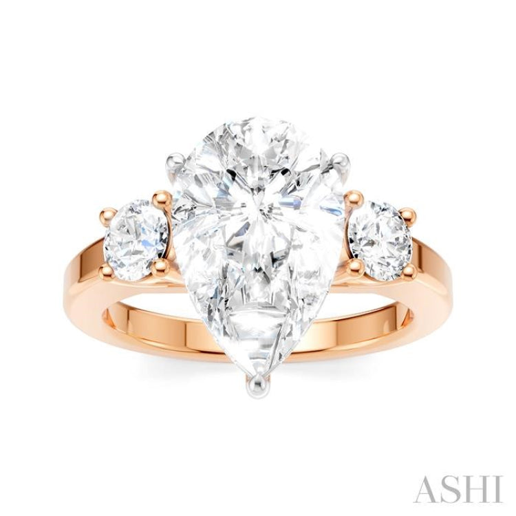 1/2 Ctw Tri-Mount Pear Shape Round Cut Diamond Semi-Mount Engagement Ring in 14K Rose and White Gold 1/2 Ctw Tri-Mount Pear Shape Round Cut Diamond Semi-Mount Engagement Ring in 14K Rose and White Gold