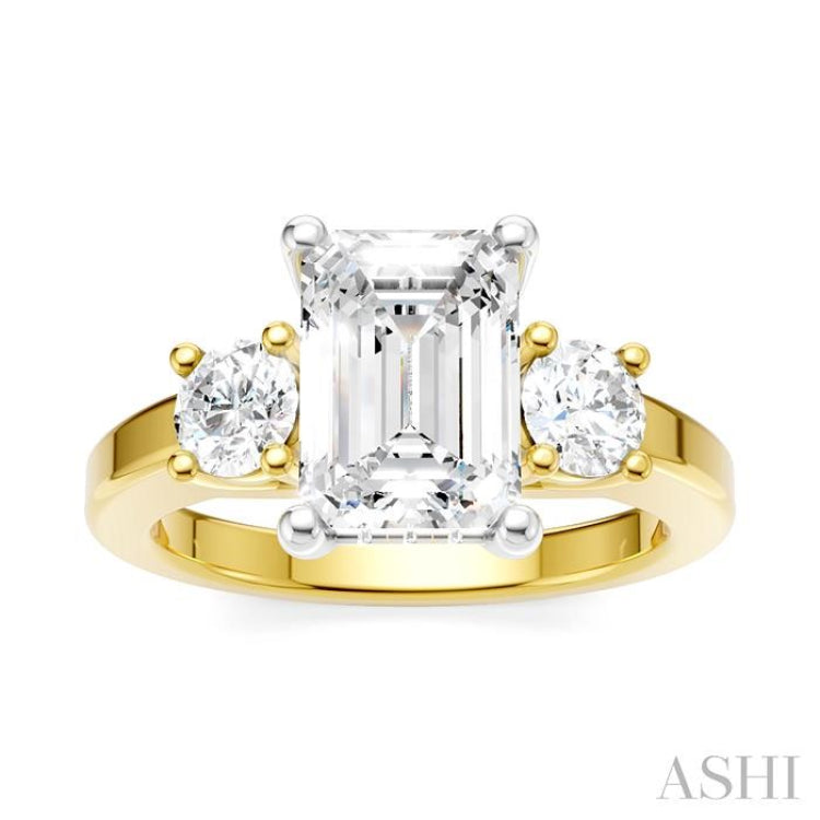 1/2 Ctw Tri-Mount Emerald Shape Center Round Cut Diamond Semi-Mount Engagement Ring in 14K Yellow and White Gold 1/2 Ctw Tri-Mount Emerald Shape Center Round Cut Diamond Semi-Mount Engagement Ring in 14K Yellow and White Gold