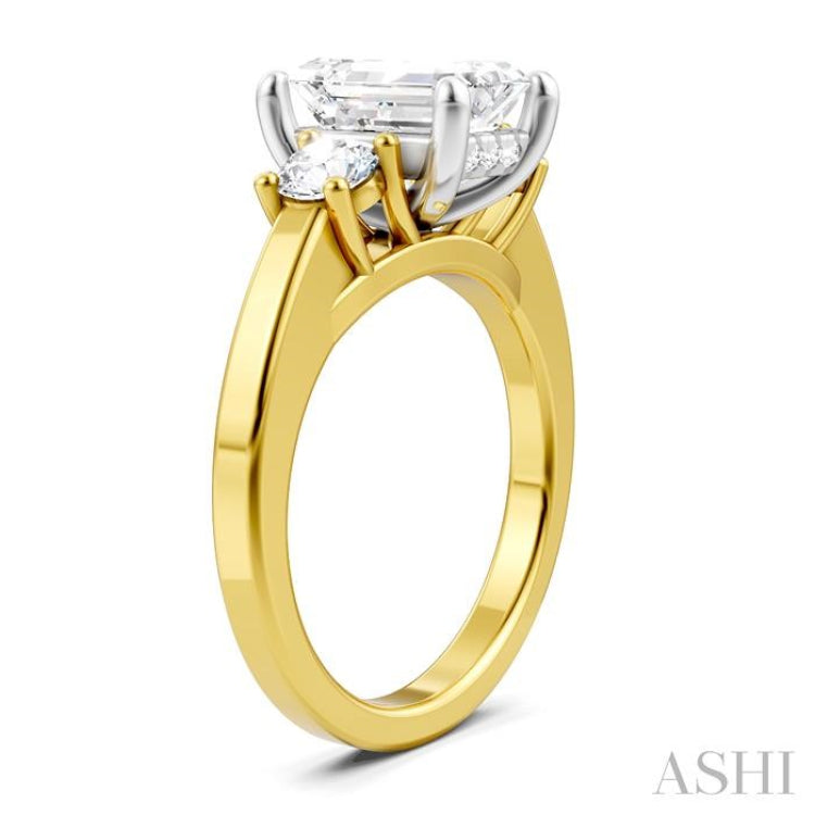 1/2 Ctw Tri-Mount Emerald Shape Center Round Cut Diamond Semi-Mount Engagement Ring in 14K Yellow and White Gold 1/2 Ctw Tri-Mount Emerald Shape Center Round Cut Diamond Semi-Mount Engagement Ring in 14K Yellow and White Gold