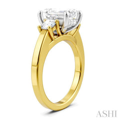 1/2 Ctw Tri-Mount Emerald Shape Center Round Cut Diamond Semi-Mount Engagement Ring in 14K Yellow and White Gold 1/2 Ctw Tri-Mount Emerald Shape Center Round Cut Diamond Semi-Mount Engagement Ring in 14K Yellow and White Gold