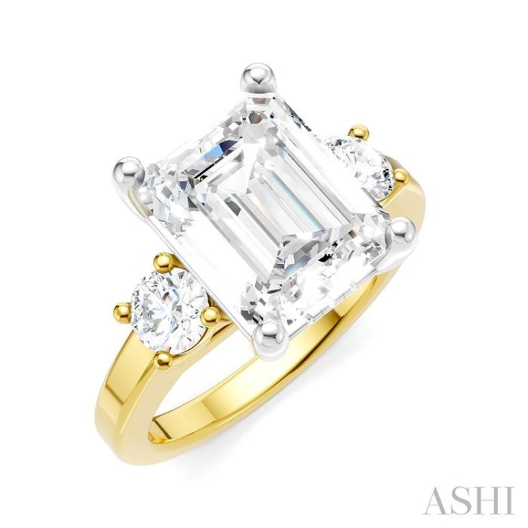 1/2 Ctw Tri-Mount Emerald Shape Center Round Cut Diamond Semi-Mount Engagement Ring in 14K Yellow and White Gold 1/2 Ctw Tri-Mount Emerald Shape Center Round Cut Diamond Semi-Mount Engagement Ring in 14K Yellow and White Gold