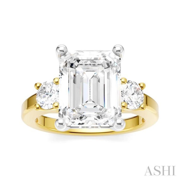 1/2 Ctw Tri-Mount Emerald Shape Center Round Cut Diamond Semi-Mount Engagement Ring in 14K Yellow and White Gold 1/2 Ctw Tri-Mount Emerald Shape Center Round Cut Diamond Semi-Mount Engagement Ring in 14K Yellow and White Gold