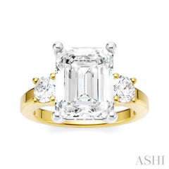 1/2 Ctw Tri-Mount Emerald Shape Center Round Cut Diamond Semi-Mount Engagement Ring in 14K Yellow and White Gold 1/2 Ctw Tri-Mount Emerald Shape Center Round Cut Diamond Semi-Mount Engagement Ring in 14K Yellow and White Gold